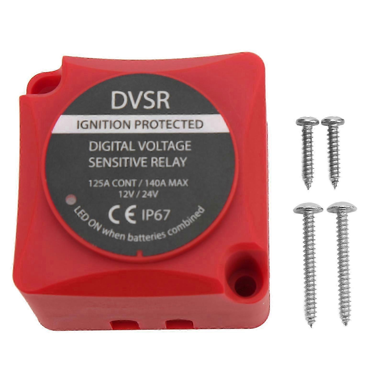 Voltage Sensitive Relay VSR Battery Isolator DC 12V/24V 140A with LED Indicator Port for ATV UTV RVs Cars