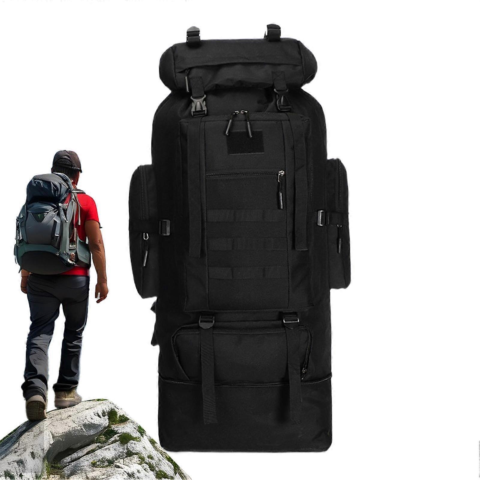 Camping Backpack Large Hiking Backpack Travel Backpack Expandable Backpack Waterproof Trekking Backpack Black
