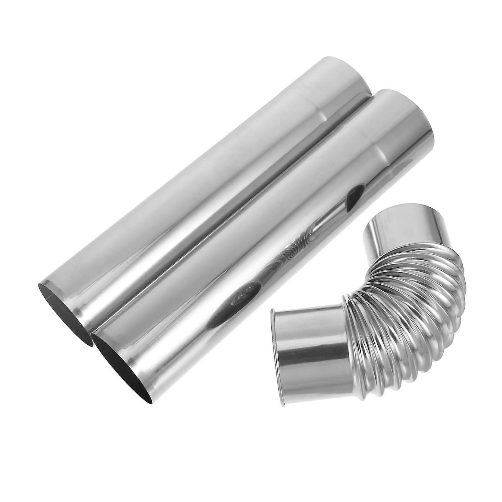 Stainless Steel Smoking Pipe Set for Wood Stove, Outdoor Camping Tent Oven Accessories, Durable 1 Set Pipe