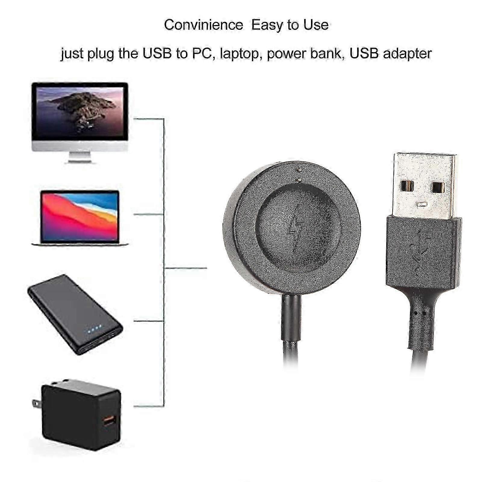 RuenTech Caricabatterie compatibile con Fossil Gen 6 / Gen 5 / 5E / Gen 4 / Sport Smartwatch Caricabatterie magnetico rapido, per Michael Kors Gen 4 5 5E 6 Smart Watch Charger (nero e bianco