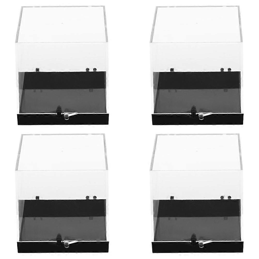 Rock Display Box Small for Mineral Specimens Transparent Plastic Protection Case for Home Decor 4Pcs