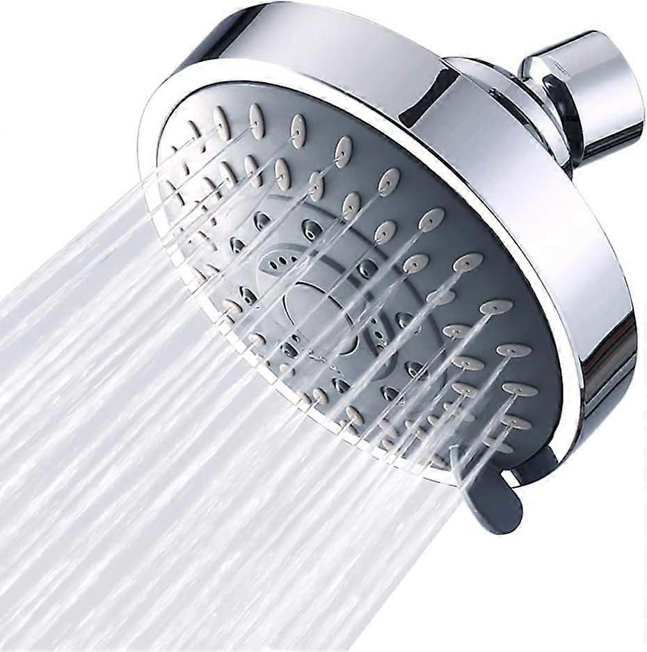 4Inch Pressure Rain Shower Head 360° Adjustable Angles, 5Setting for Low Water Pressure With Adjustable Swivel Ball Joint