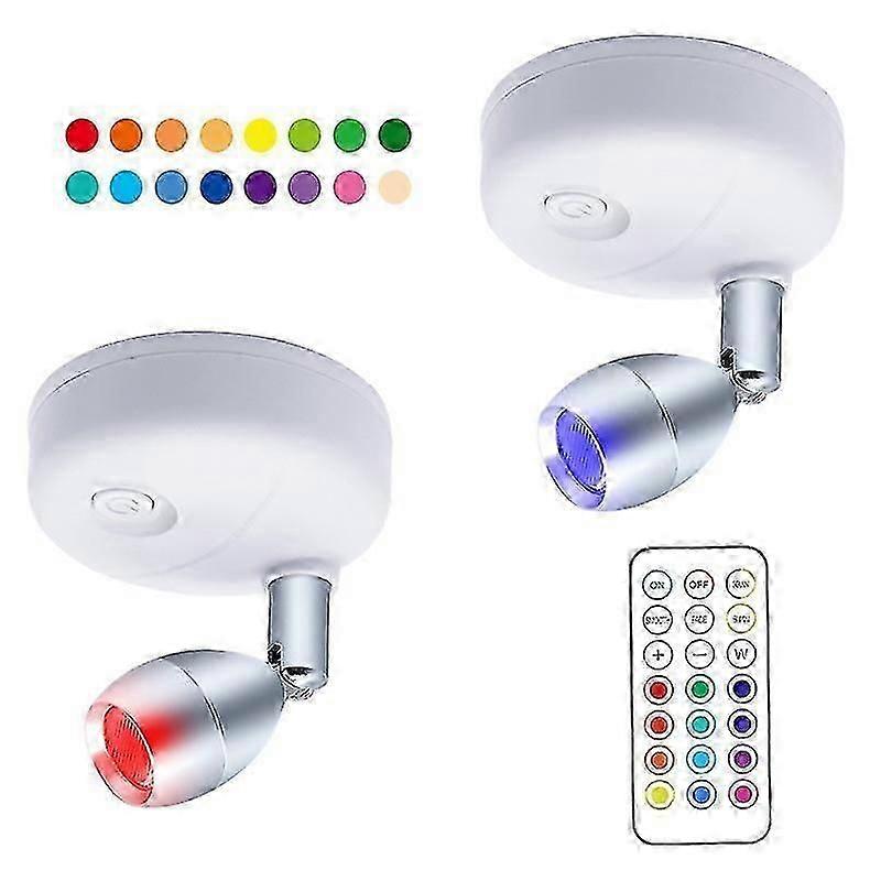 Wireless Spotlight Battery Operated Accent Lights With Remote, Led Rgb Lights,portable Little Spot Light Angle Adjustable With Dimmer