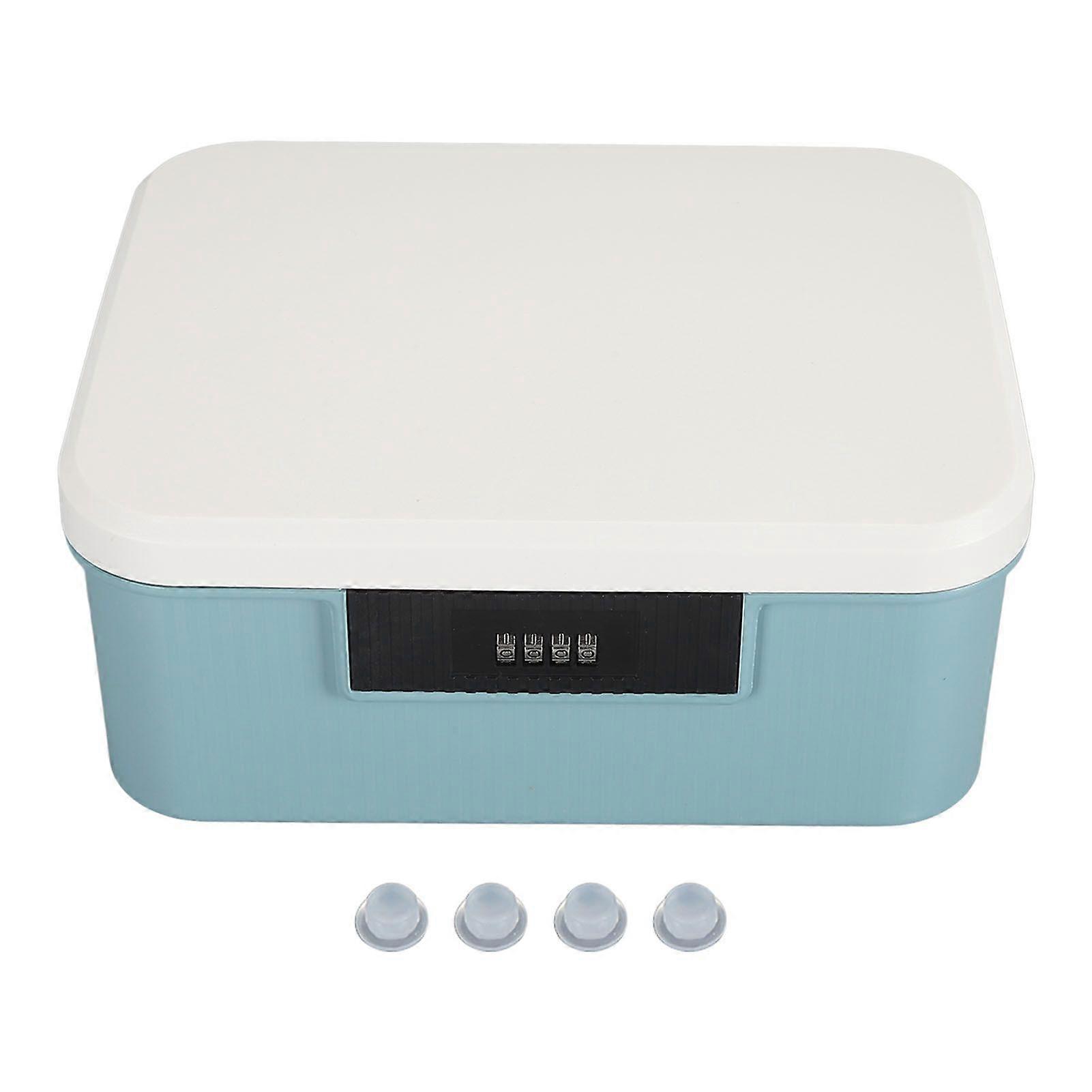 9L Capacity Lockable Storage Trunk for Files Document Organizer Double Layer Password Storage Locking Box Lake Blue