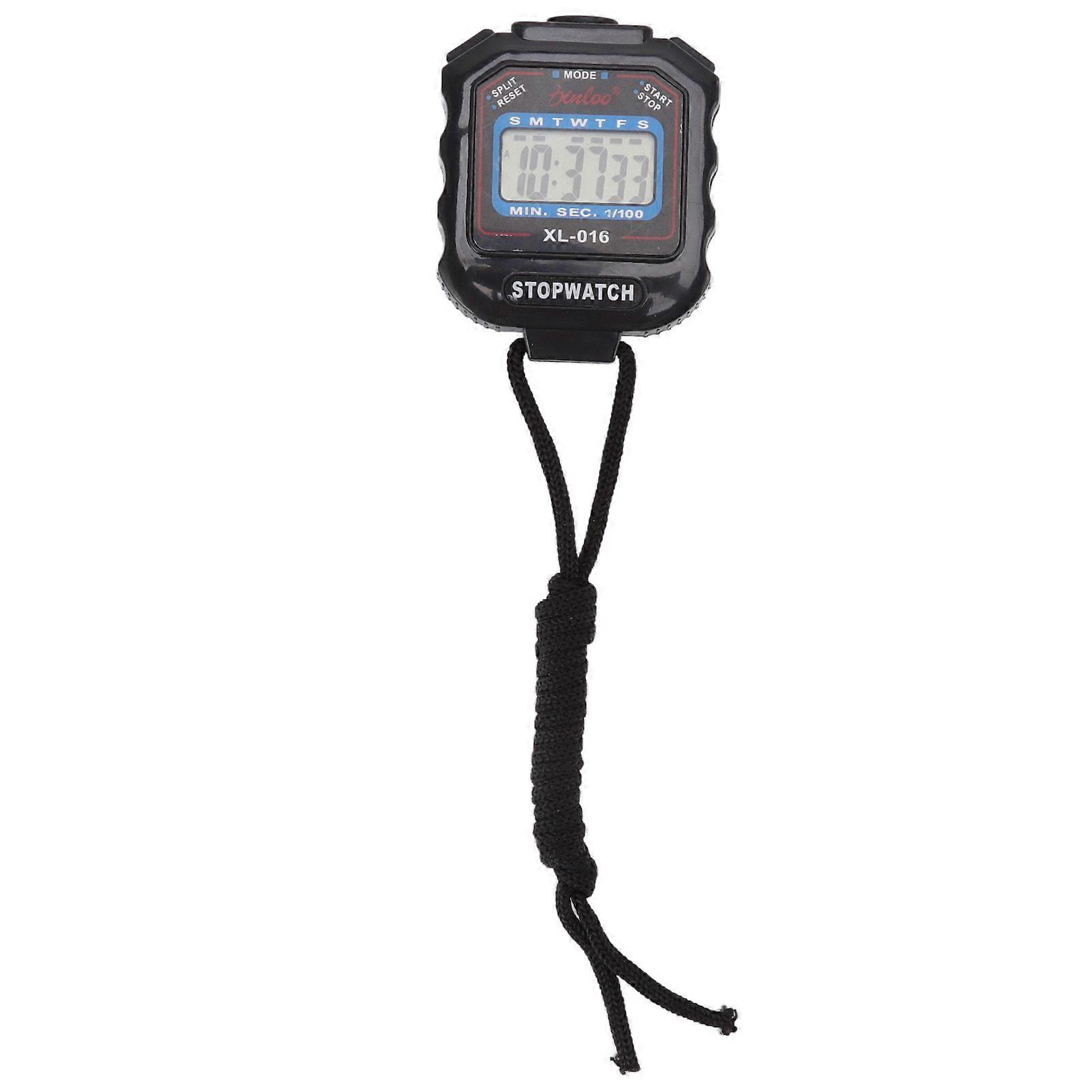 Electronic Stopwatch Single Row 2 Display Sports Stopwatch Timer Athletic Contest Clock Stopwatch with AG13 Button Battery XL 016 Black