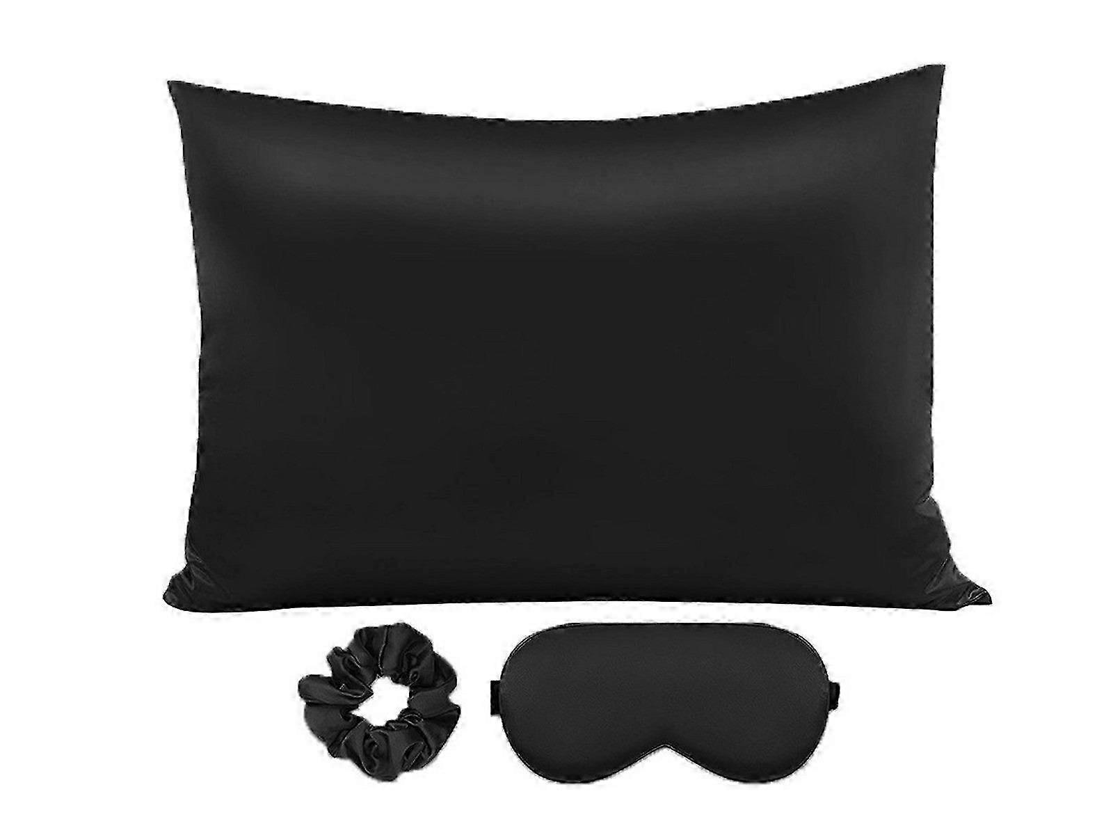 76x50cm Simulated Silk Pillowcase Eye mask Scrunchie Set Satin Pill...