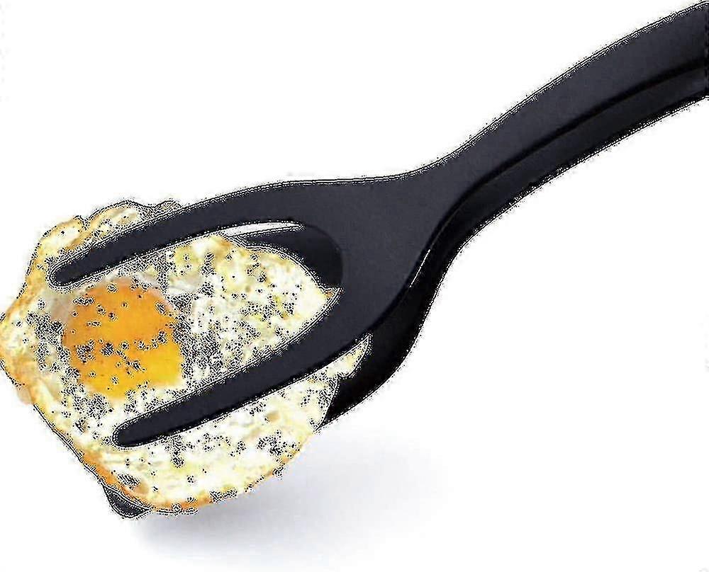 Fried Egg Spatula, 2-in-1 Silicone Egg Spatula Pancakes Tongs,black Z