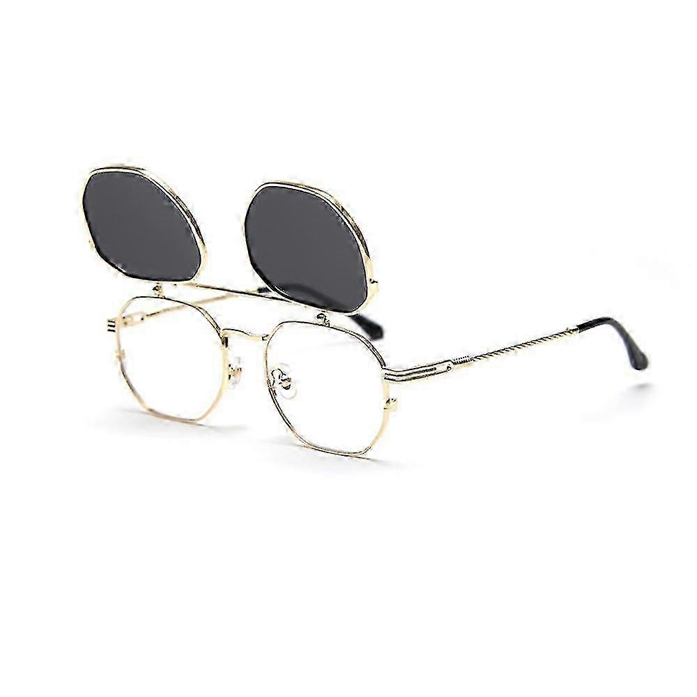 Polarized Polygon Flips Up Ochelari de soare Vintage Punk Ochelari de soare Ochelari de soare Uv400 Ochelari de vedere ShadeGray