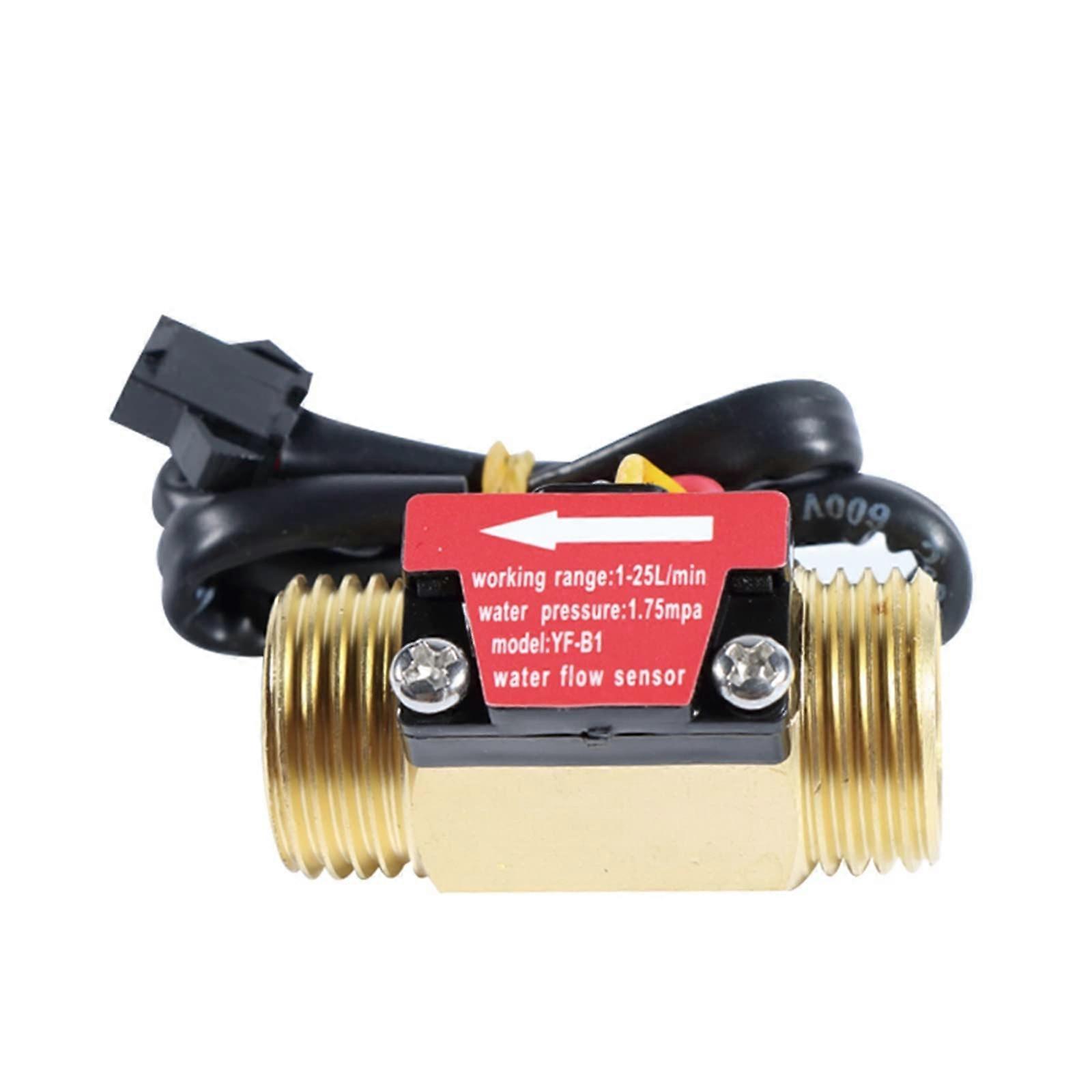 Water Flow Sensor Brass Hall Effect Flowmeter 1/2, 3/4, 1 Inch Liquid Sensor Switch For Water Control (44928)