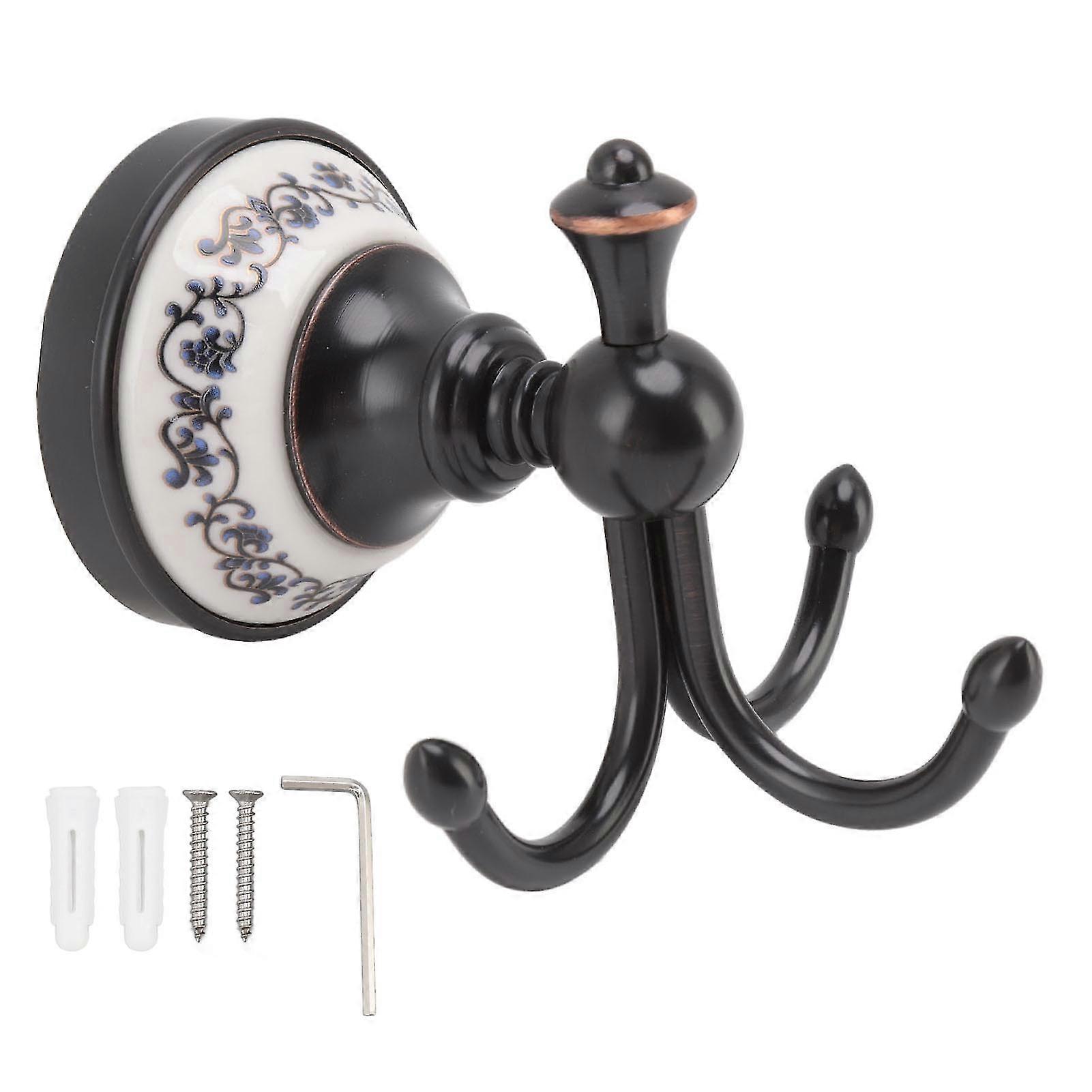 Rustproof Wall Hook with 3 Prongs - Retro Style Towel Hanger for Bath and Bedroom Use