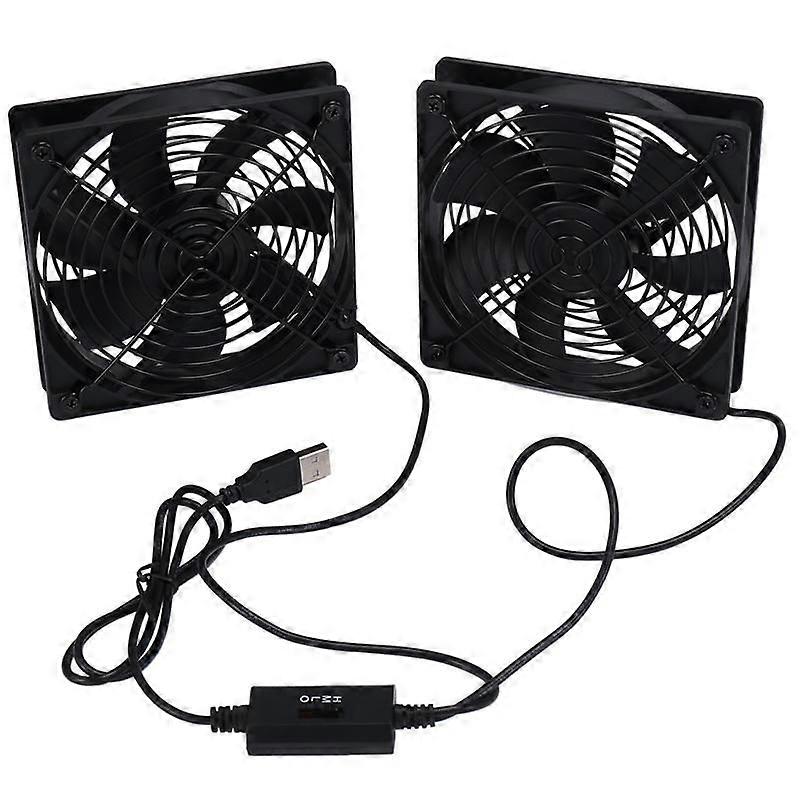 Dual 120mm 5V USB Powered PC Router Fans with Speed Controller High Cooling Fan for Router Modem Re