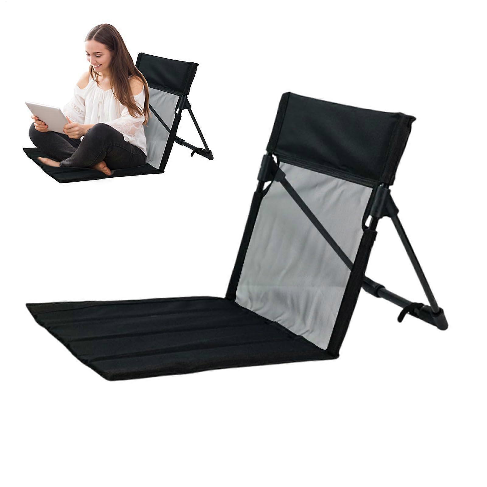 Folding Camping Chair With Backrest And Floor Seat Breathable Stool For Travel Tailgating Backyard Green