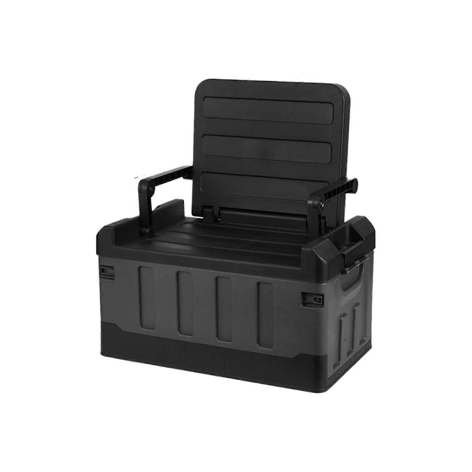 Car Trunk Organizer With Backrest Folding Double Layer Storage Box Auto Camping Black