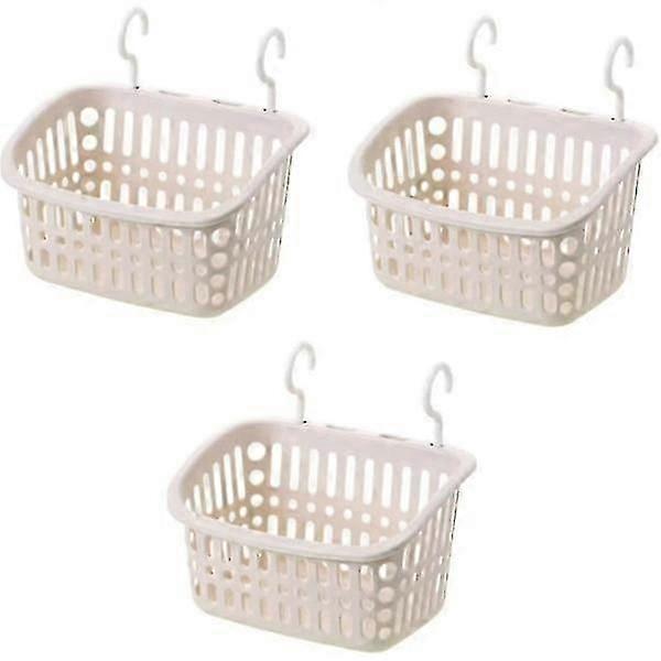 3 hanging plastic storage baskets / laundry baskets, plastic Large