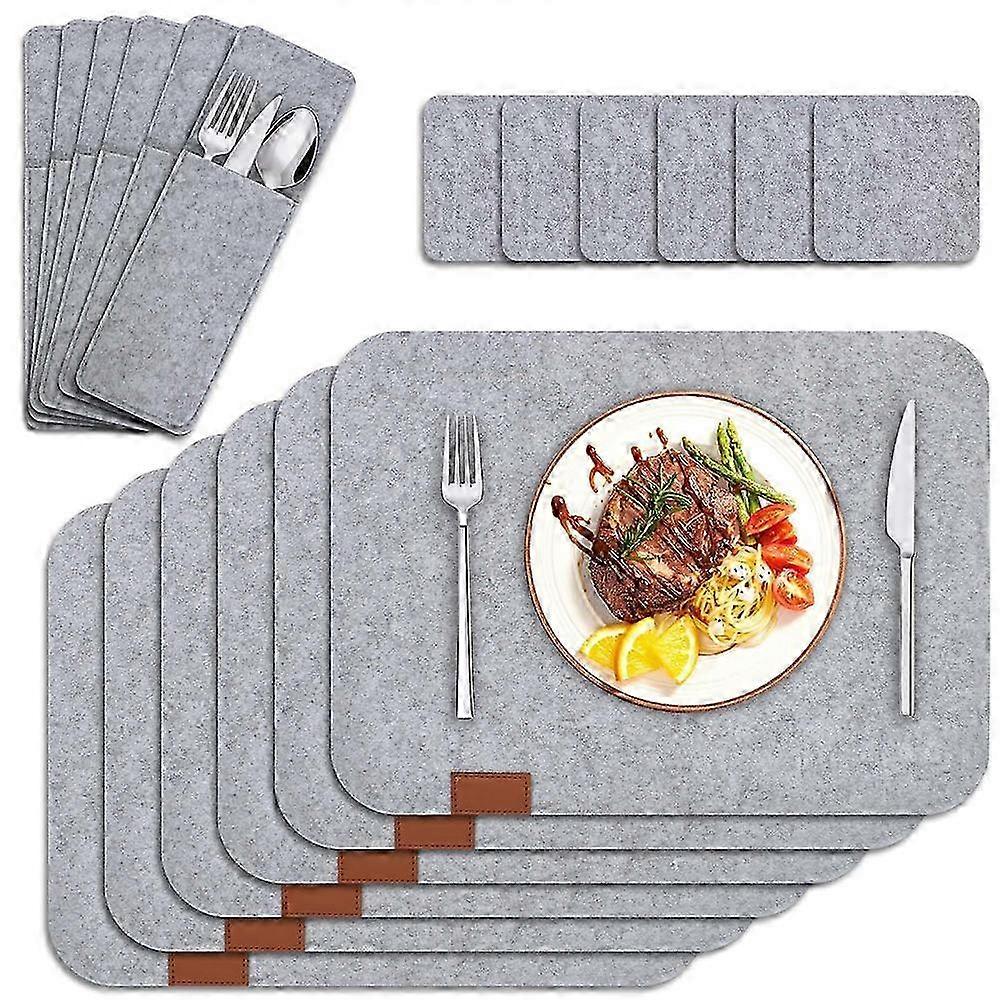 Non-Slip Heat-Resistant Placemats, Washable Felt Table Mats for Indoor Outdoor Dining, Protects Tables from Scratches and Scalds, Reusable Anti-Slip 2