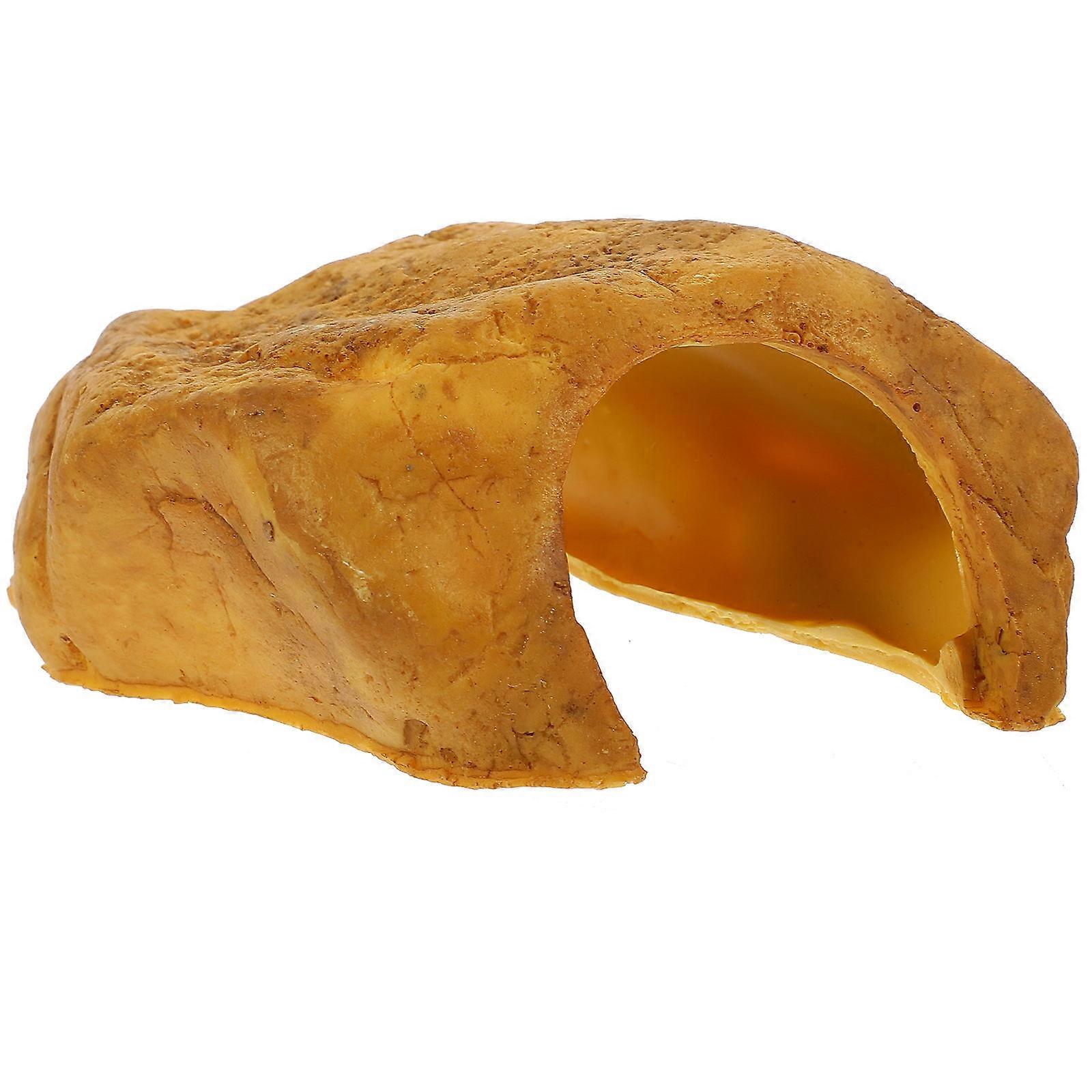 Reptile Shelter Resin Hideout Cave for Turtle Basking Platform 3Pcs Brown
