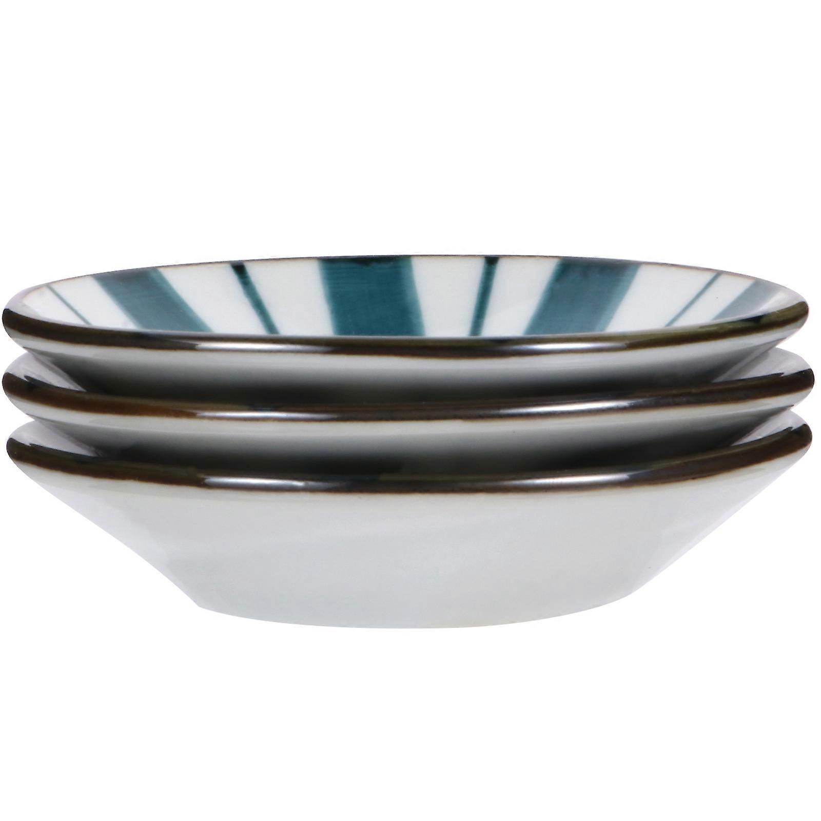 Ceramic Seasoning Dishes for Home Use 3Pcs Kitchen Snack Plates Set