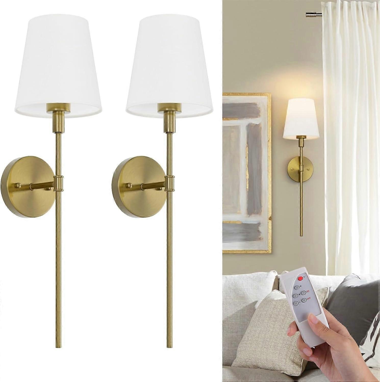Battery Operated Wall Sconce Set of 2,Rechargeable Wireless Battery Operated Wall Light 3 Colors Dimmable(Bulb Include)