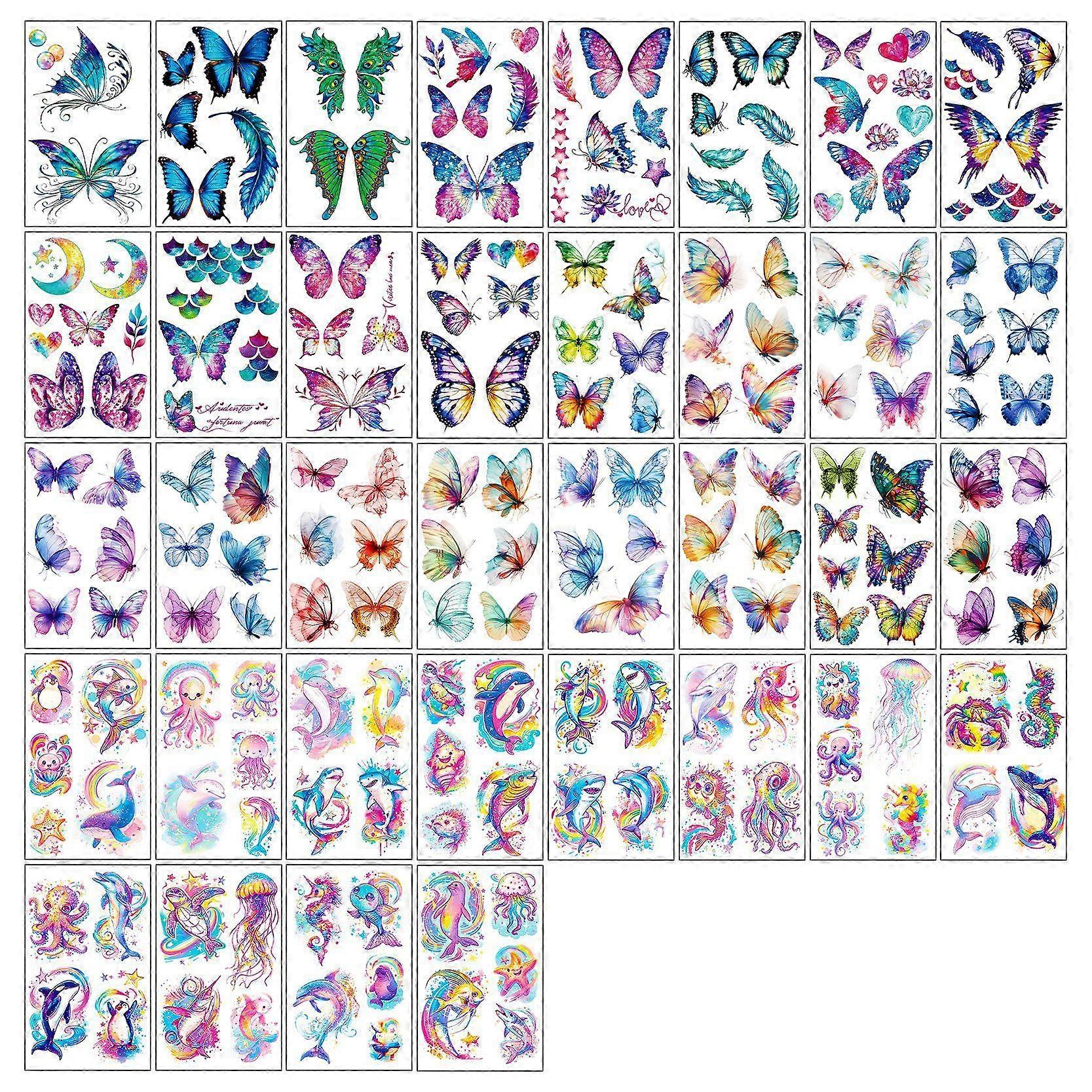 New Butterfly Fluorescent Tattoo Stickers for Music Festivals, Bars, Clavicles, Arms, and Parties Waterproof Temporary Tattoos