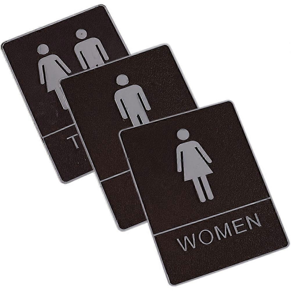 Restroom Sign Gender Acrylic for Store with Non Toxic Material 3Pcs