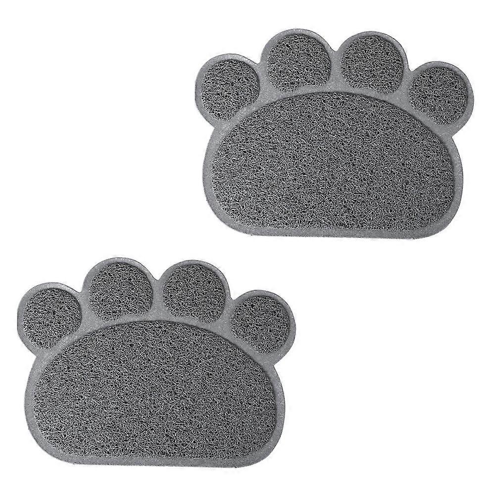 Pet Feeding Mat Rectangular for Feeding Pets Pvc Grey Anti-Slip 2Pcs
