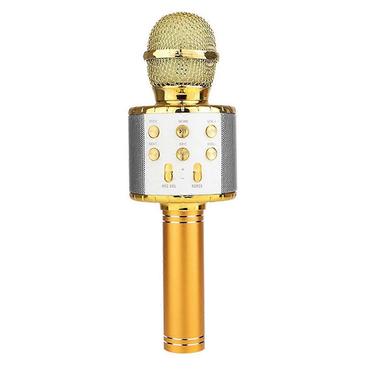 Upgrade Wireless Bluetooth K-Song Microphone with Lighting Gold