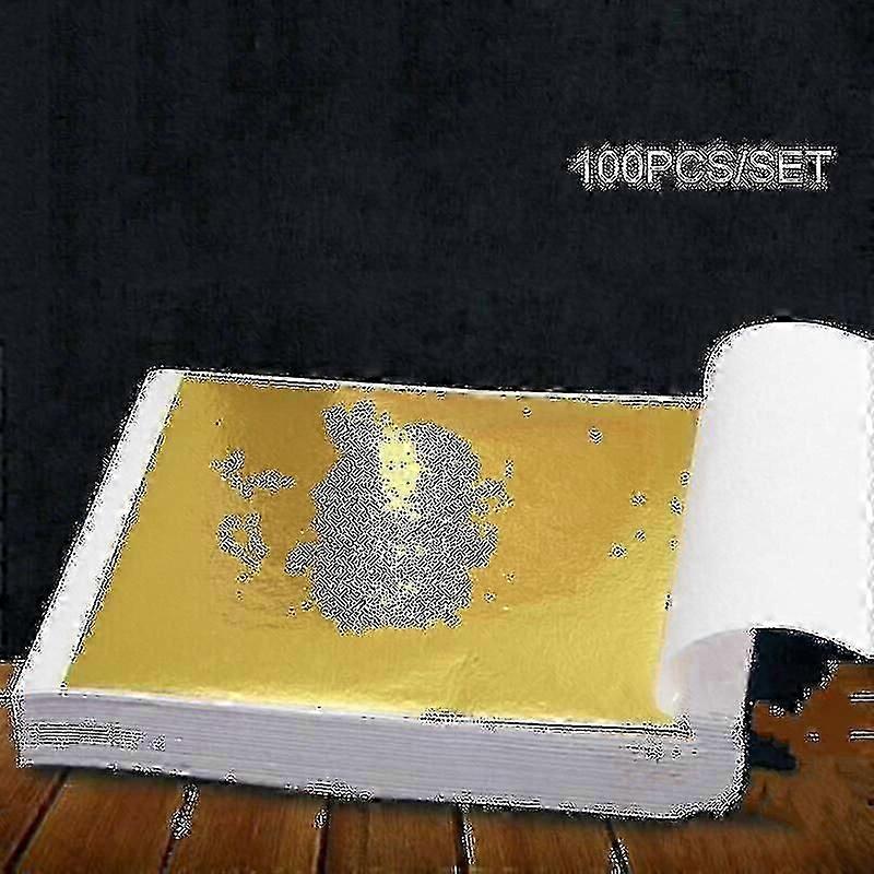 100x 24K Gold Leaf Sheets - Premium Golden Sheets For Art Craft Design Gilding Framing Scrap