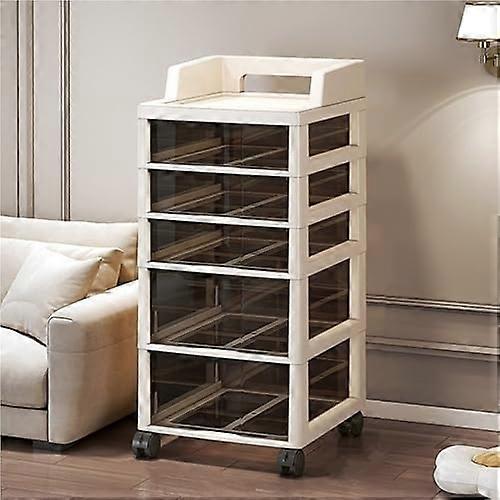 Kitchen Rolling Cart Plastic Drawer Organizer With Handle And Wheels Tabletop Utility Cart For Bathroom One Color B