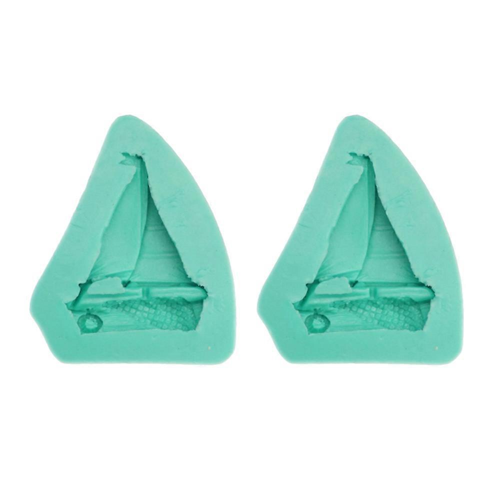Biscuits Molds Silicone Cake Mold for Baking Use 4Pcs Green Fondant Boat Shape