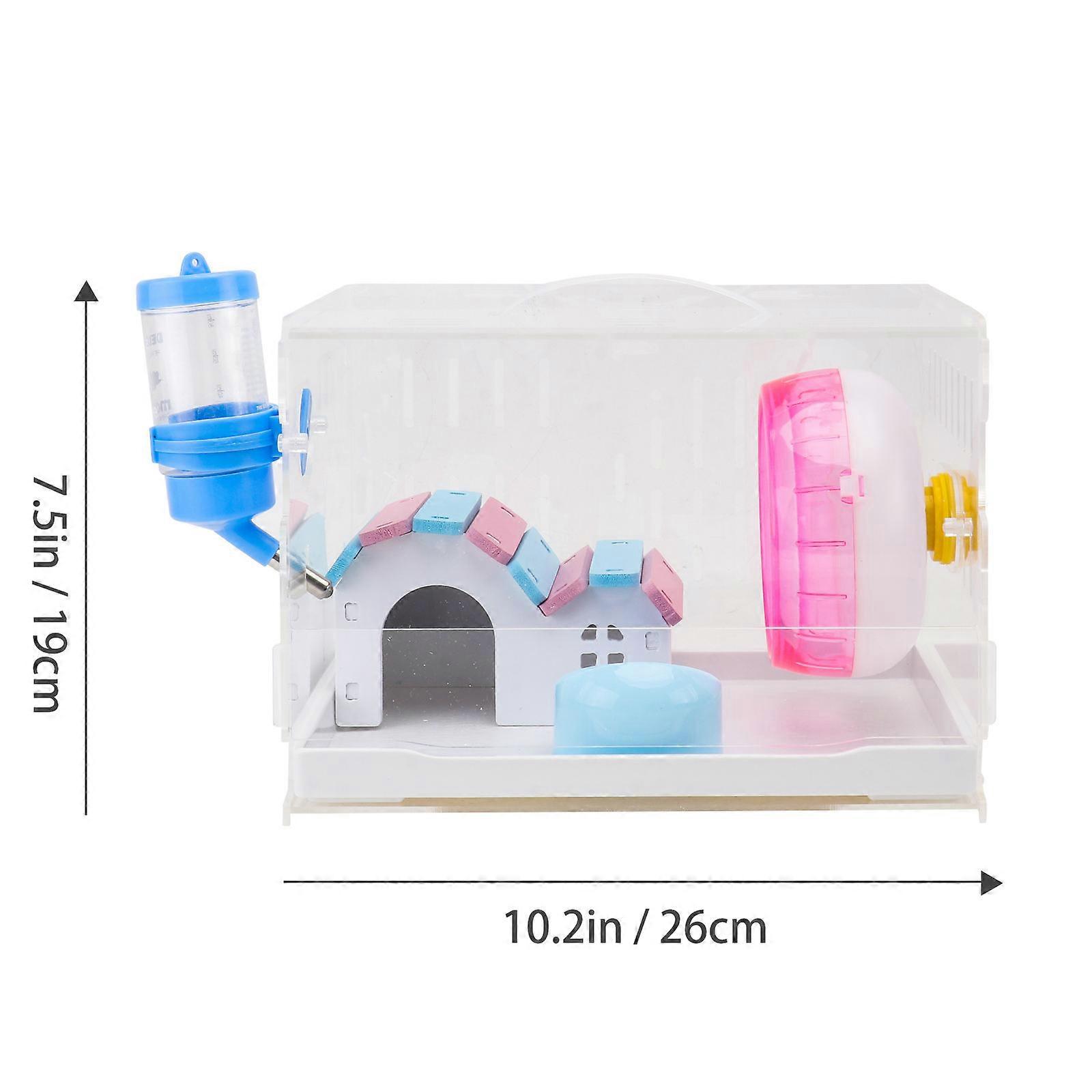 Pet Hamster Housing Drawer Type Cage Kit Indoor Use Stylish Transparent Villa Design 26x19cm 2 Sets