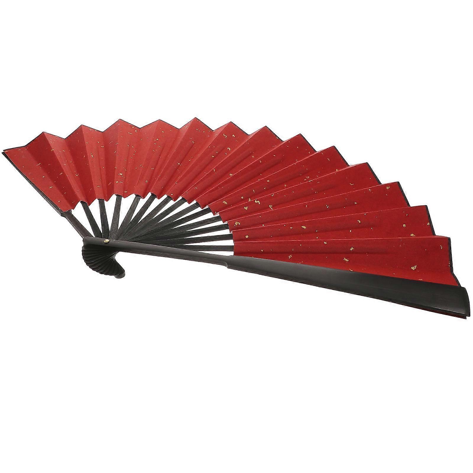 Chinese Handheld Fan Folding for Dancing Party 5Pcs Dark Red Fans