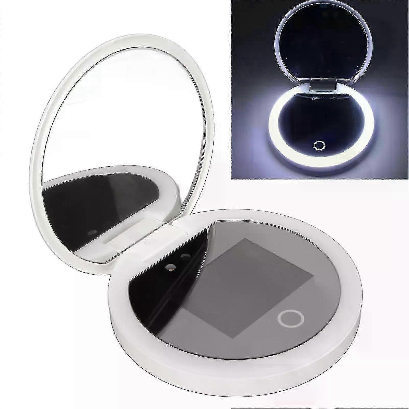UV Mirror Sunscreen Testing Camera with Light 2X Magnification Travel Makeup 3.5in Pocket Size L