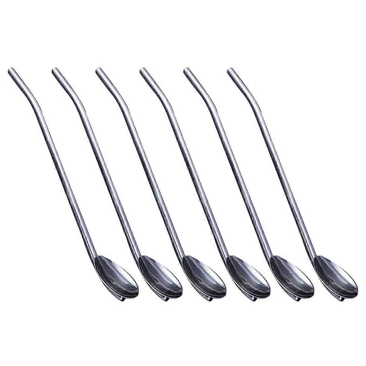 Stainless Steel Straw Spoon Oval Shape for Drinking Use 12Pcs Pack