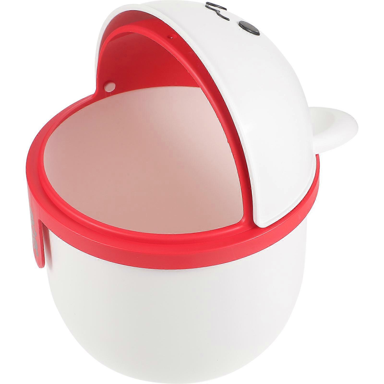 Mini Trash Can for Desk Cartoon Shape White Covered Lid Odor Isolation 1Pack