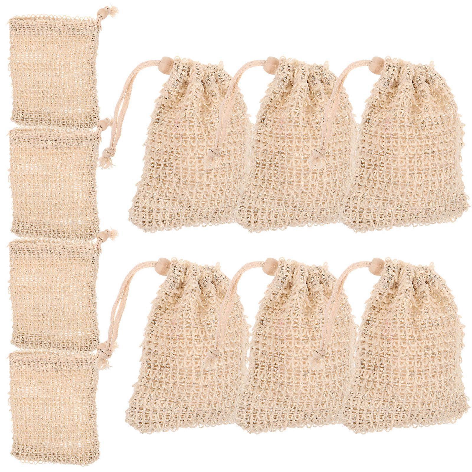 Soap Pouches Ramie for Bath Use 20Pcs Khaki Soap Foaming Drawstring Pouches