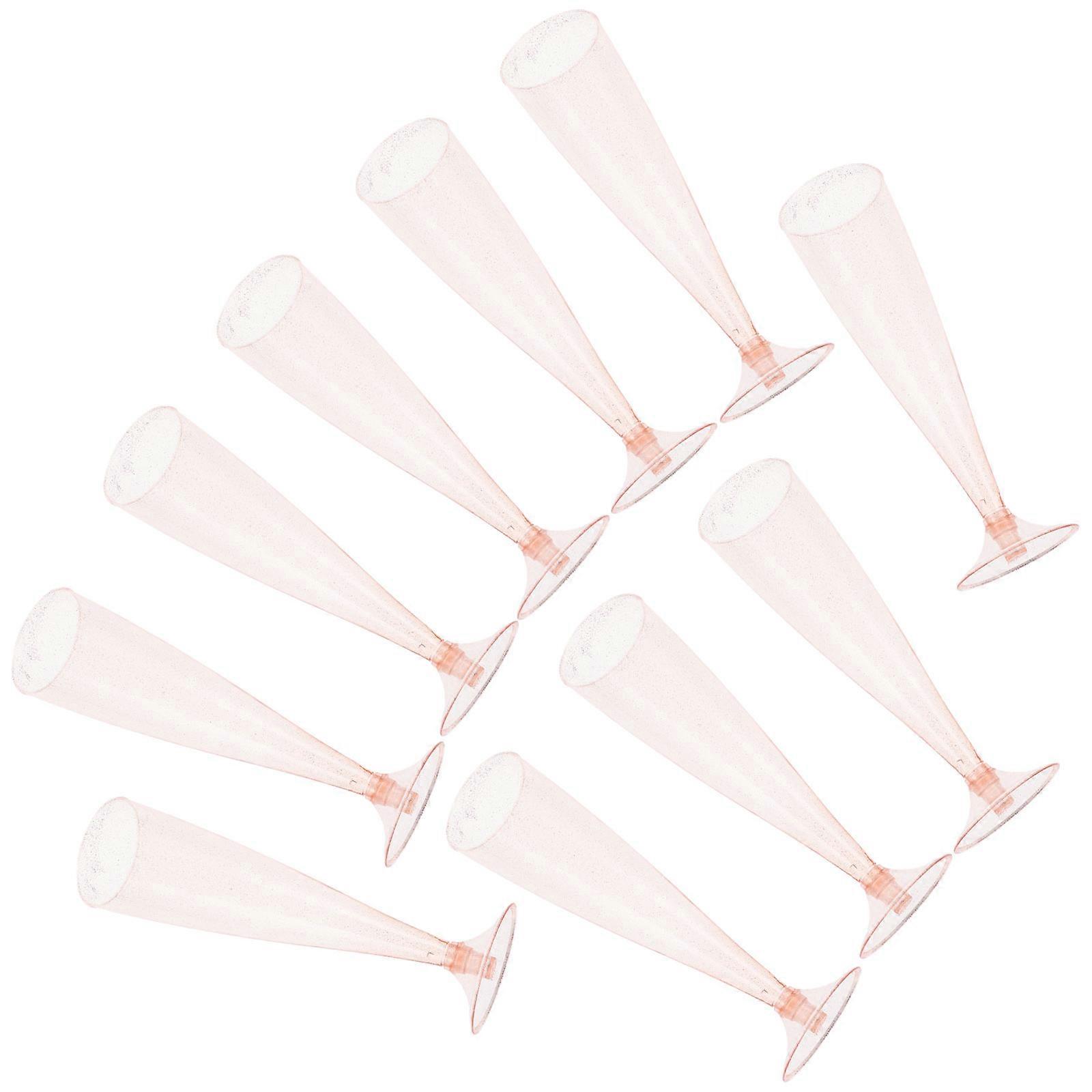 Glitter Flutes Goblets For Weddings Parties With Rosy Color And Elegant Design 10Pcs