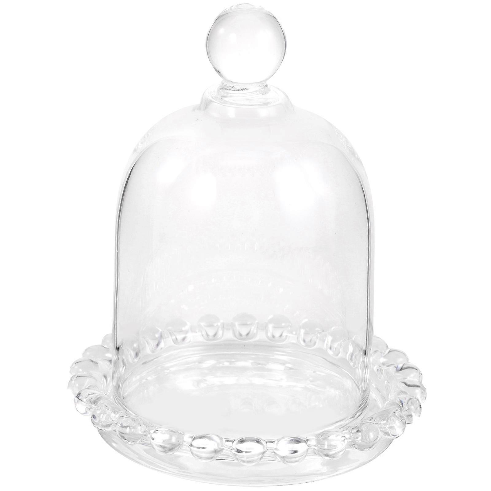 Charming 3Pcs Round Glass Cake Tray With Dome For Tea Party And Engagement 5.1X11.2X3.7In Delightful Serving Solution