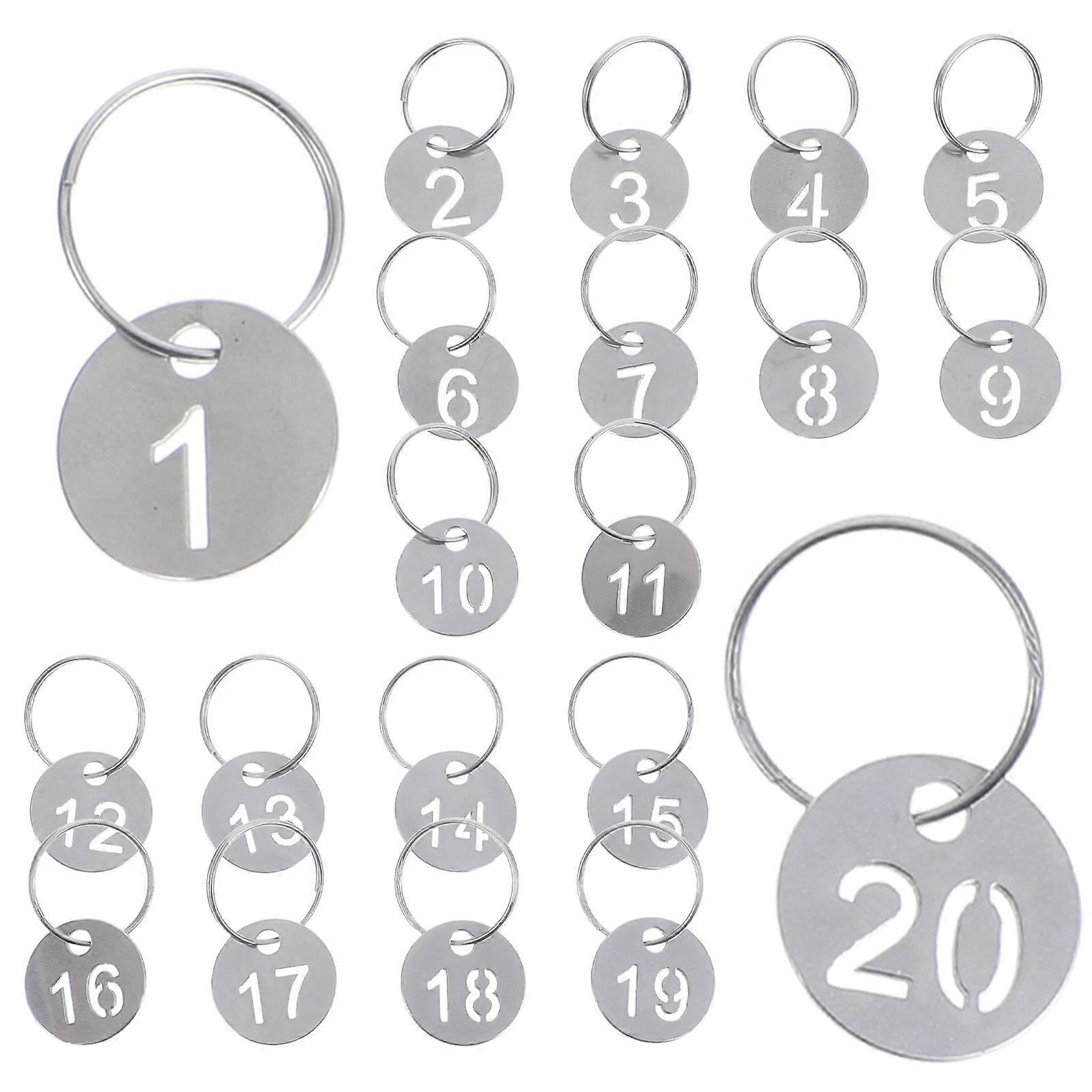 Numbered Key Tags Stainless Steel Number 1-20 Tags for Organizing 40Pcs