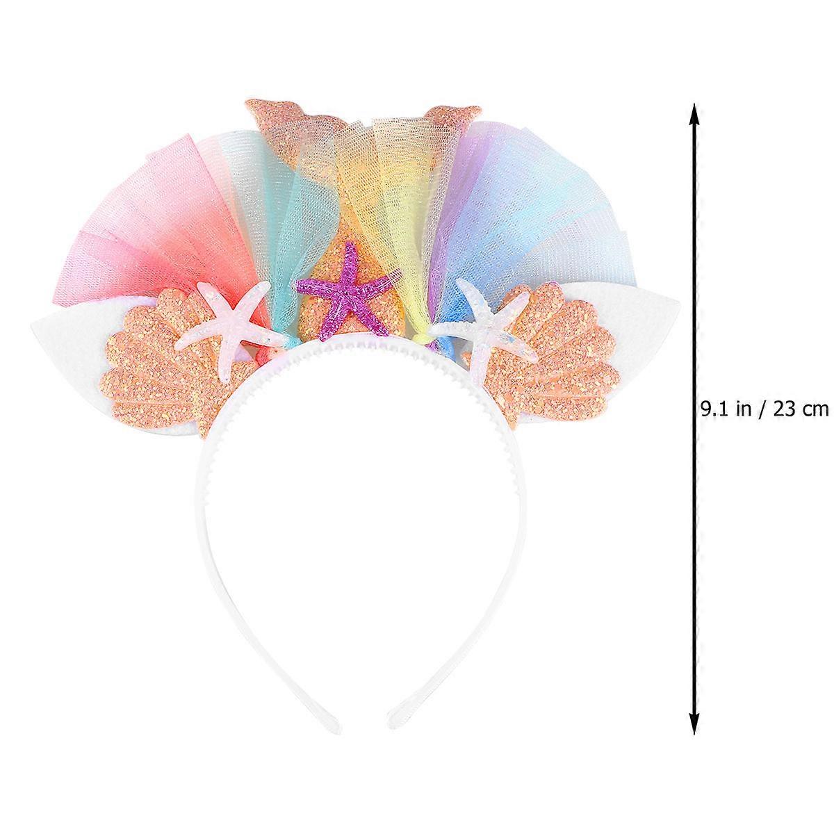 Mermaid Headband with Shell and Flower Decoration for Kids 2Pcs Set