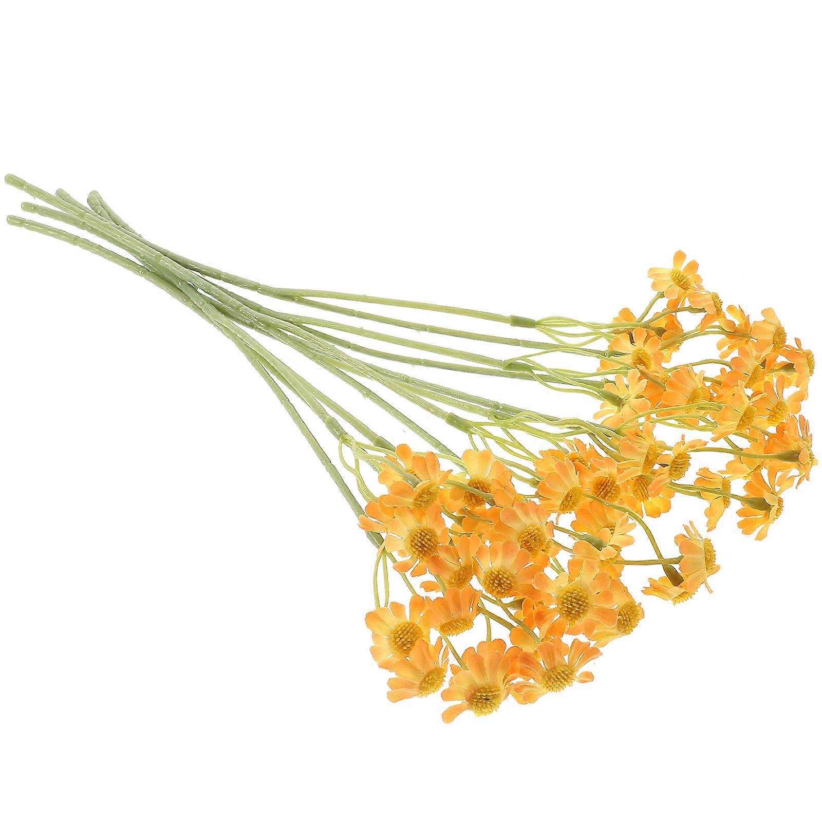 Artificial Flower Bouquet For Home Decoration 2Pcs Simulated Chamomile Bouquet In Orange Color With Rustic Farmhouse Style