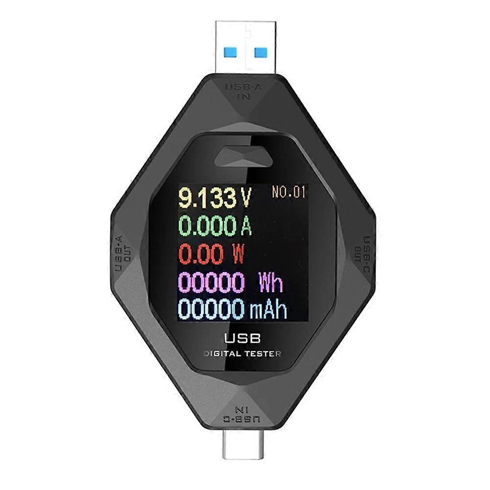 New Multi-Function Voltage Current Power Meter Type-C&USB 1.44inch Fast Charging Power Detection Analyzer Testing Tools