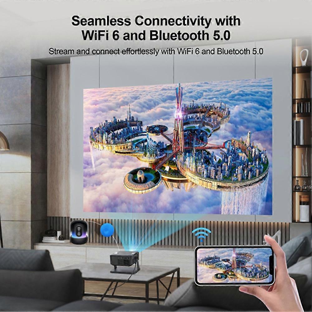 Beam Projector 4k Video Portable Android Bluetooth5.0 Speaker Wifi6 Smart Home Theater Tv Smartphone
