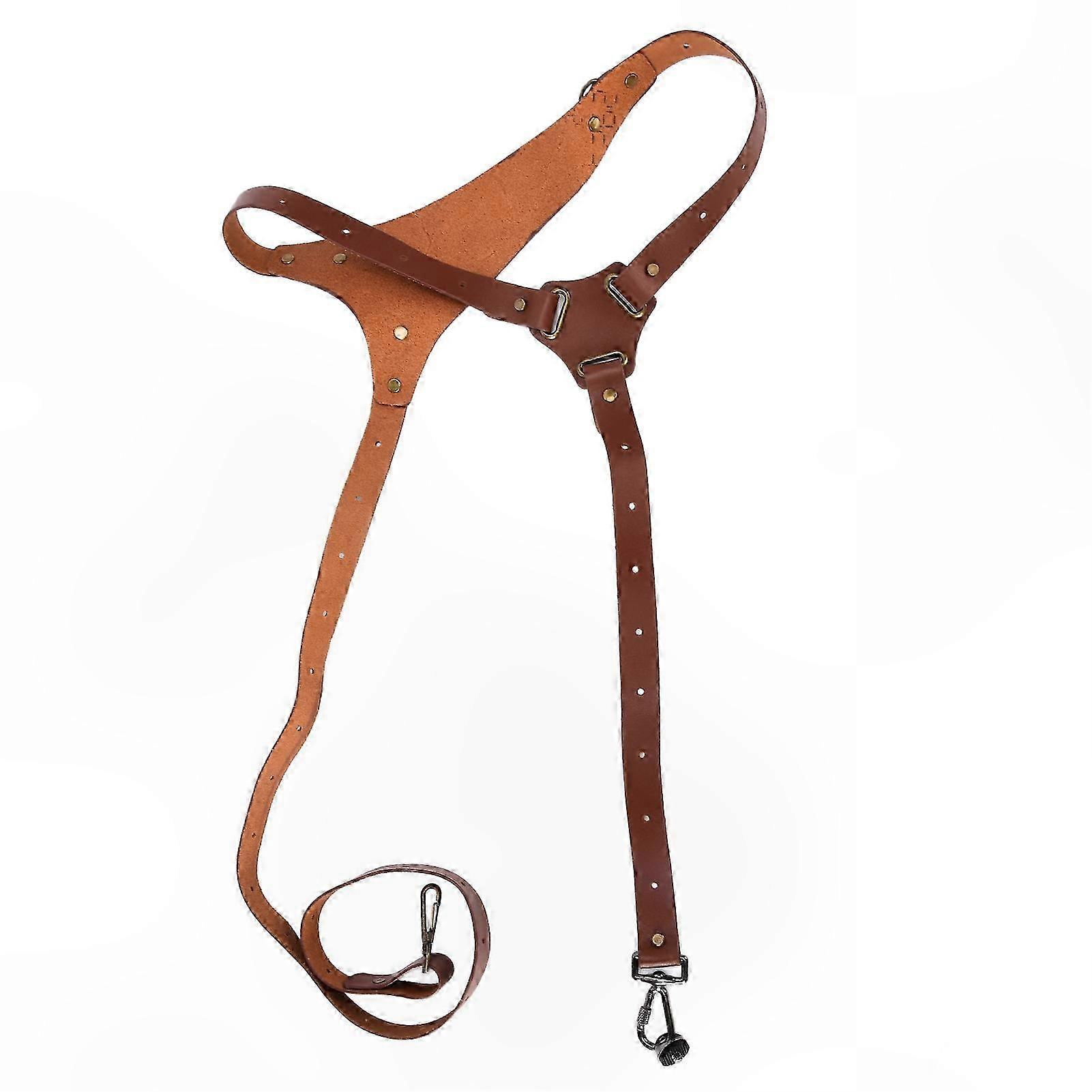 Adjustable Leather Camera Strap for Photographers, Single Shoulder Harness for Multi Gear Setup