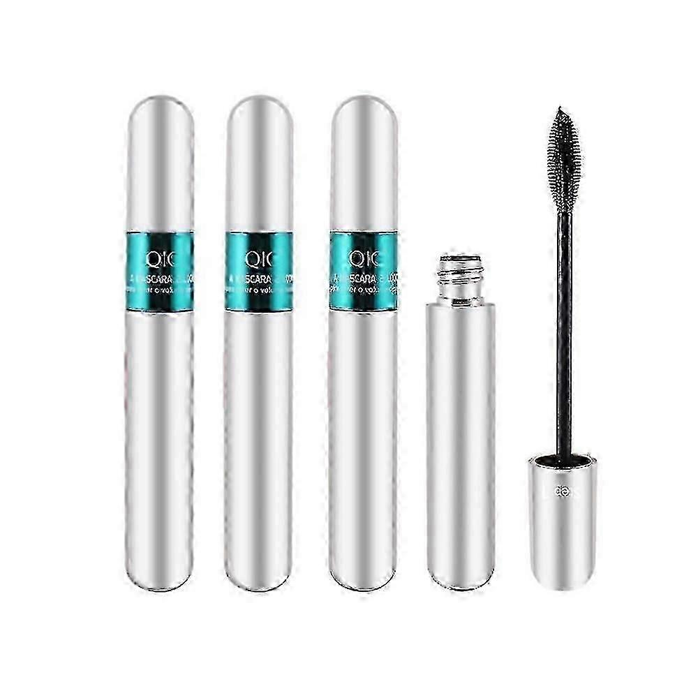 3個2 In 1バイブリーマスカラ5倍長防水マスカラ、まつげを長く、カールさせ、厚くするための4Dシルク繊維、長持ちするメイクアップ化粧品