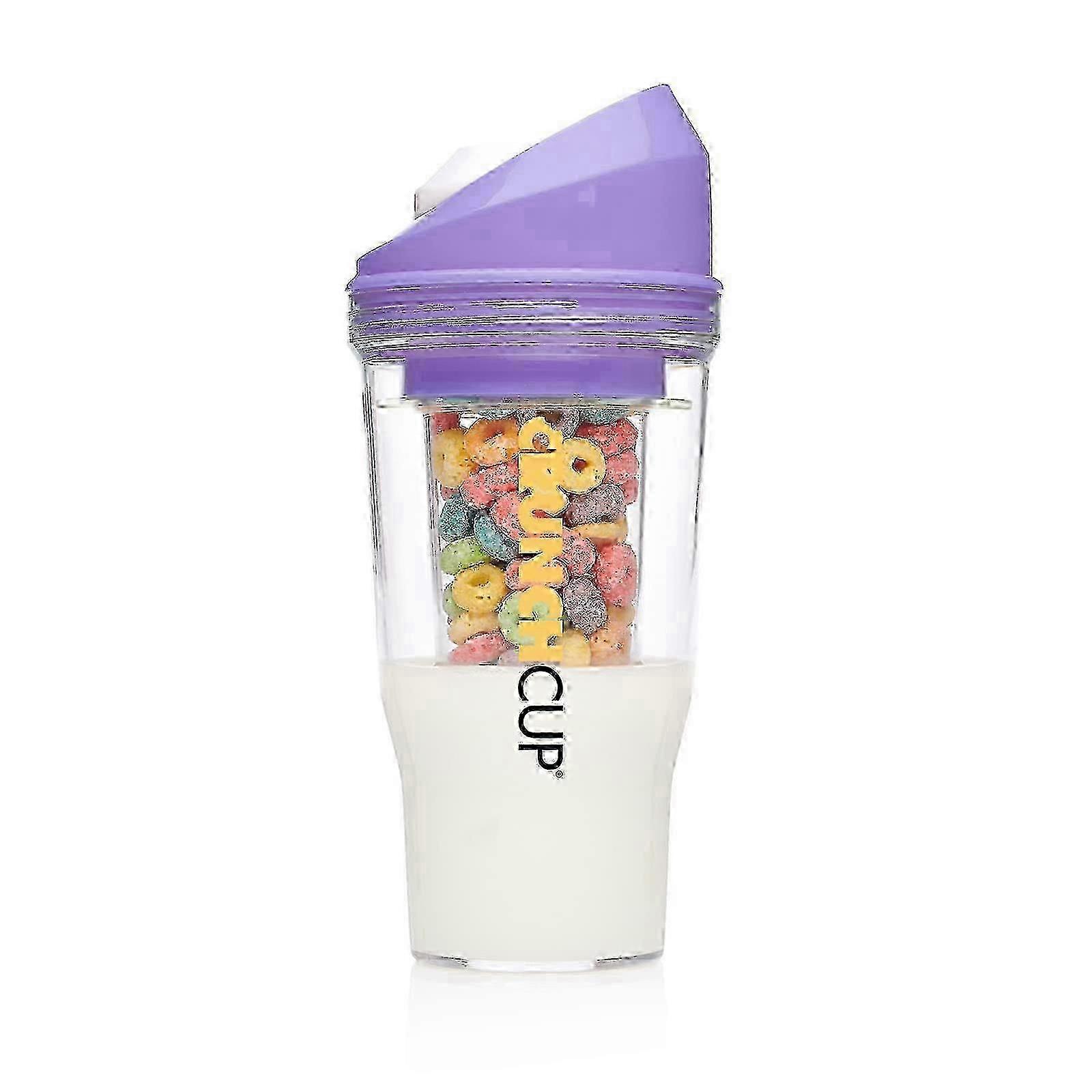 Portable Plastic Cereal Cup for Breakfast On the Go, To Go Cereal and Milk Container, 0 Spoon or Bowl Required White 26s