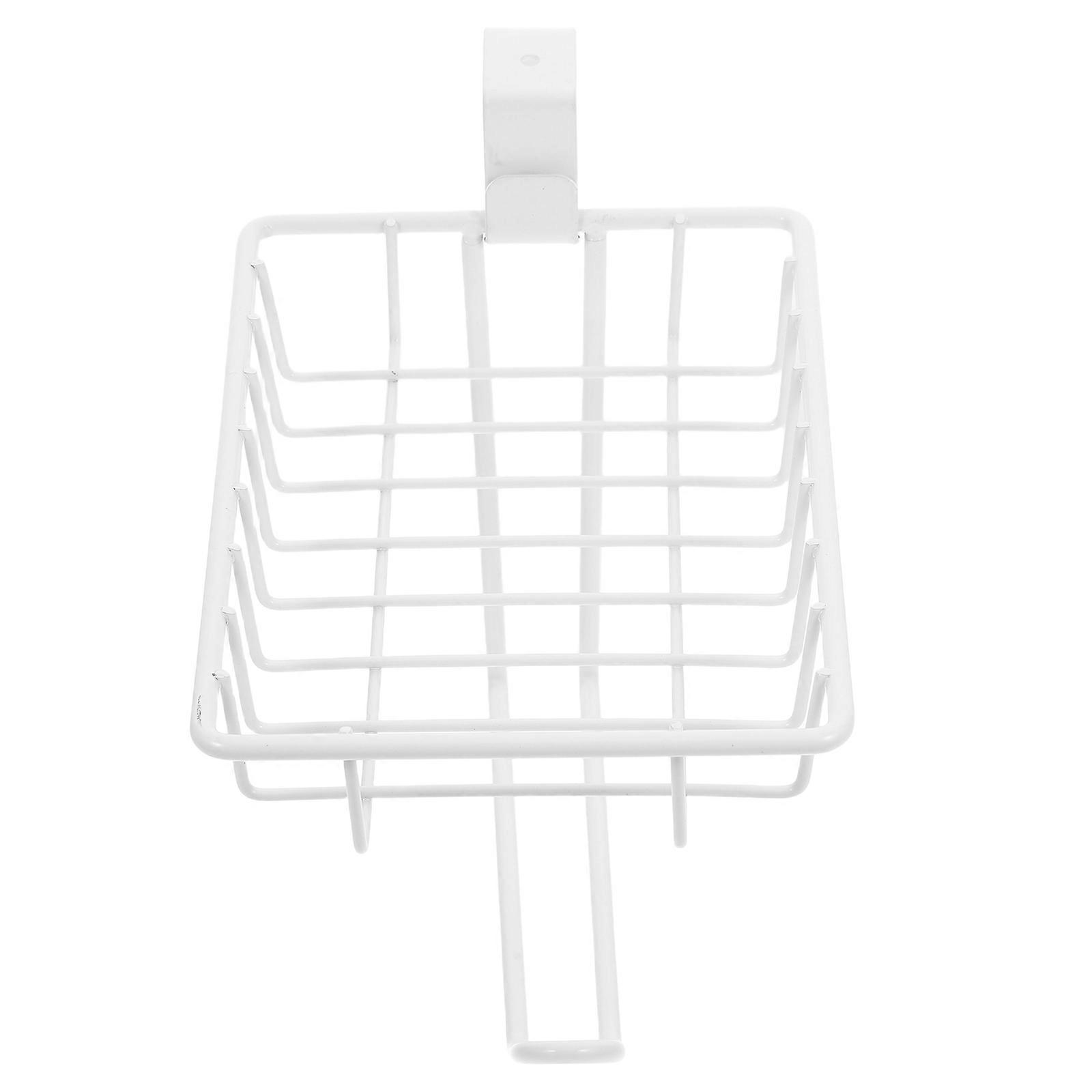 White Iron Wall Mounted Tissue Holder with Hooks for Bathroom