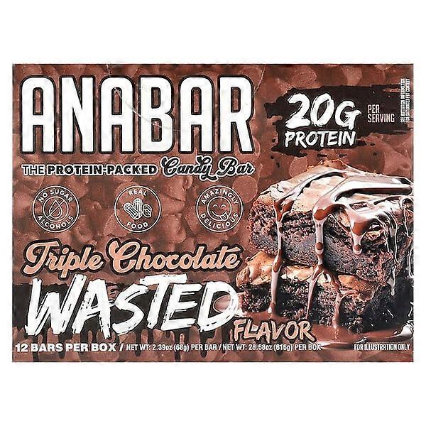 The Anabar, The Protein-Packed Candy BarÃÂÃÂÃÂÃÂ®, Triple Chocolate Wasted, 12 Bars, 2.39 oz (68 g) Each