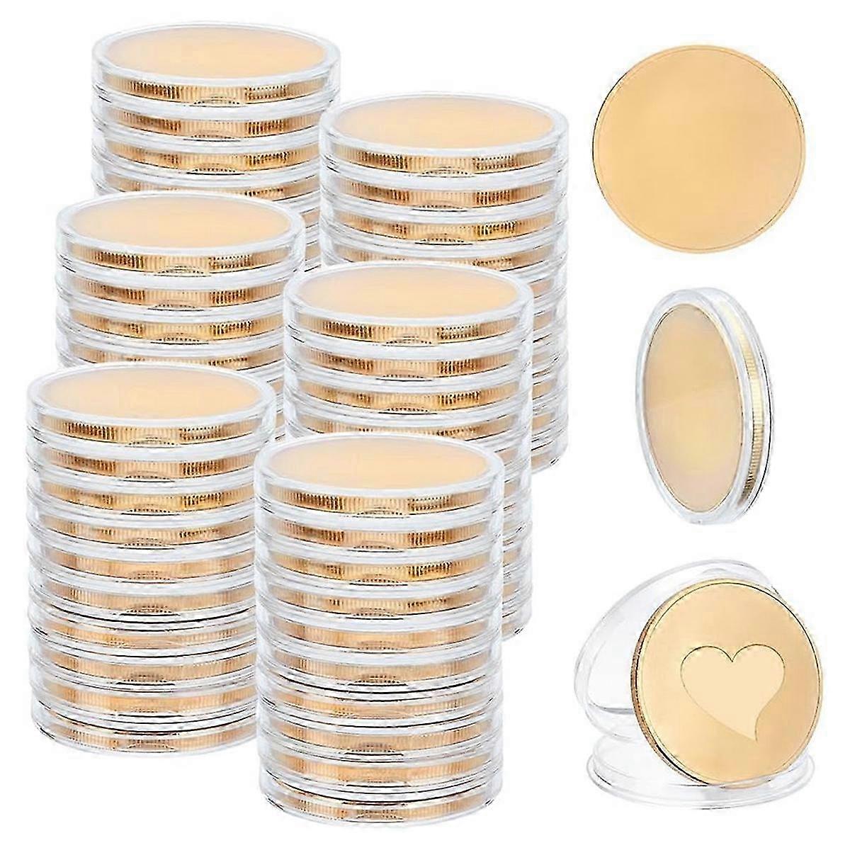 60 stk. blanke myntgraveringsemner 40 mm runde merkelapper for metallstempling
