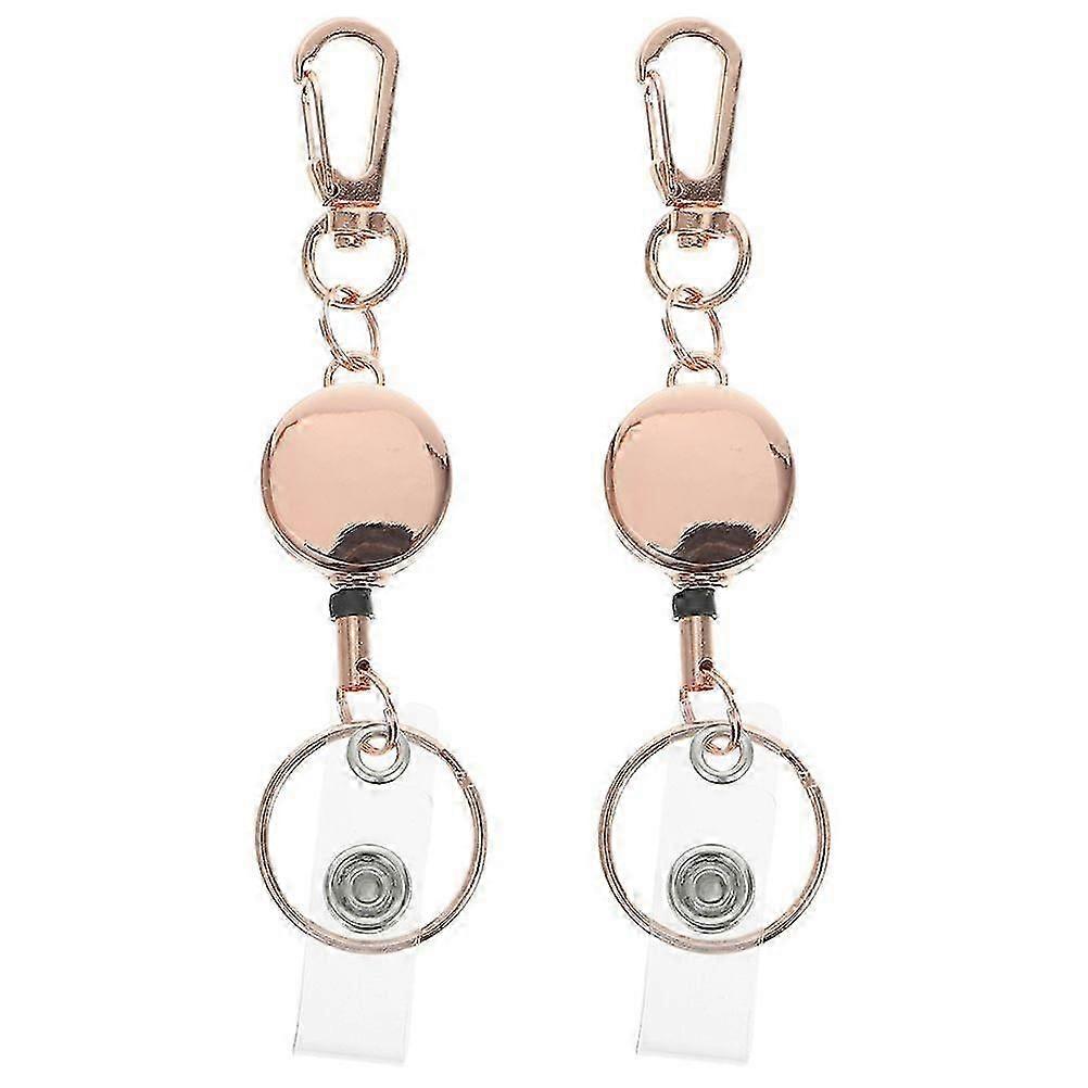 2Pcs Card Holder Elastic Badge Holder Retractable Id Badge Holder Elastic Key Chain Alloy Keychian