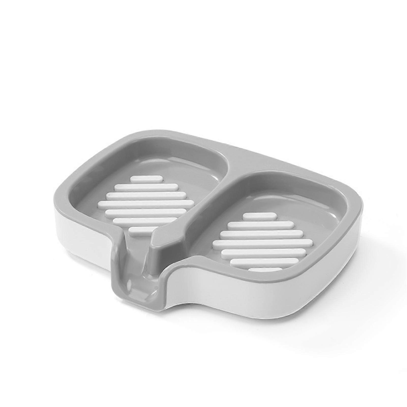 Double Soaps Box, Dismountable Anti-slip Drain Storage Box for Sink Accessories